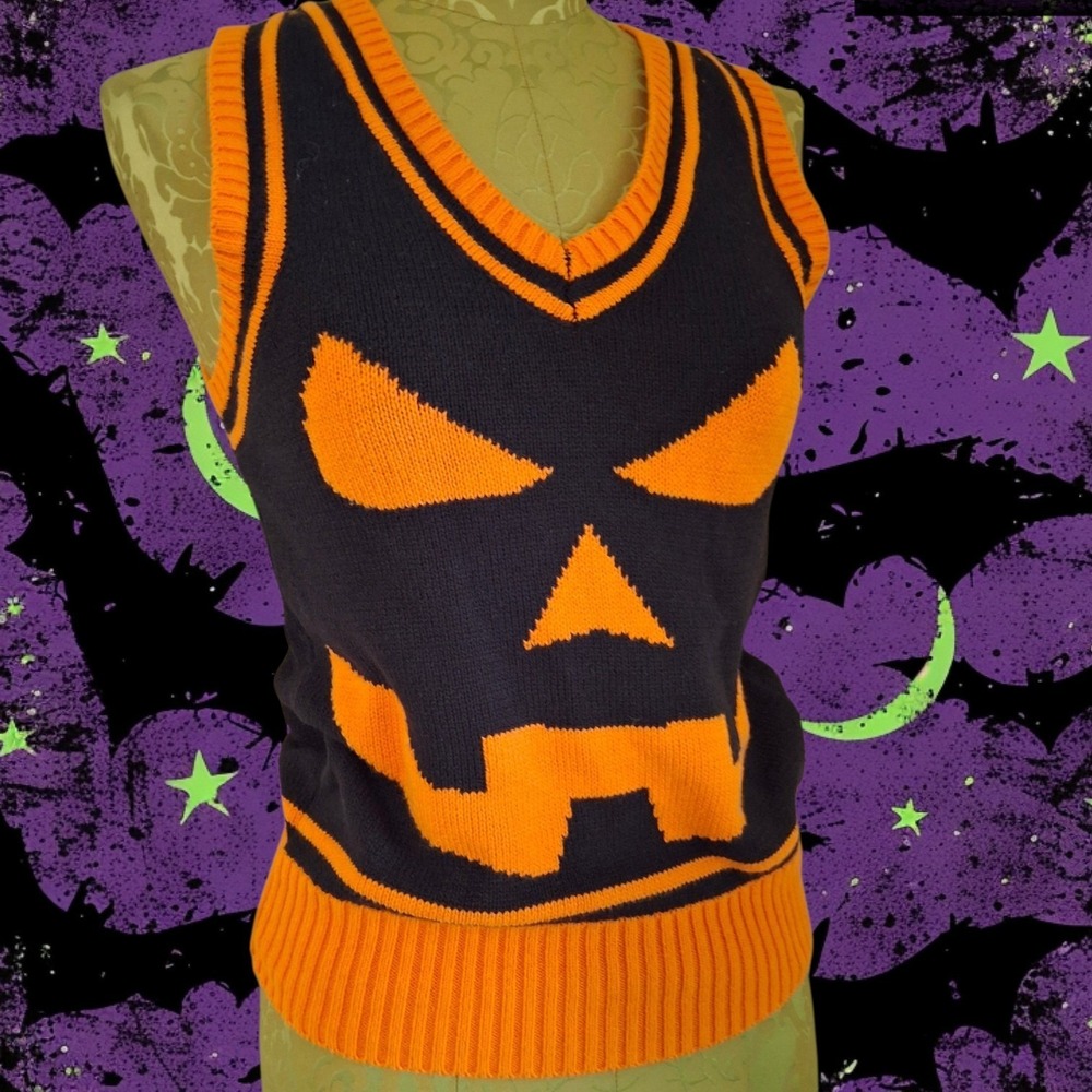 Spirit Halloween Women's Pumpkin Knit Vest Size Small
